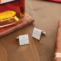 Manschettenknöpfe Silber zur Hochzeit - eckig - Monogramm