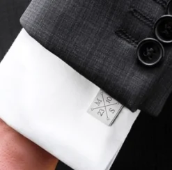 Manschettenknöpfe Silber zur Hochzeit - eckig - Monogramm