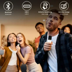Mobile Bluetooth Karaokemaschine mit 2 Mikros