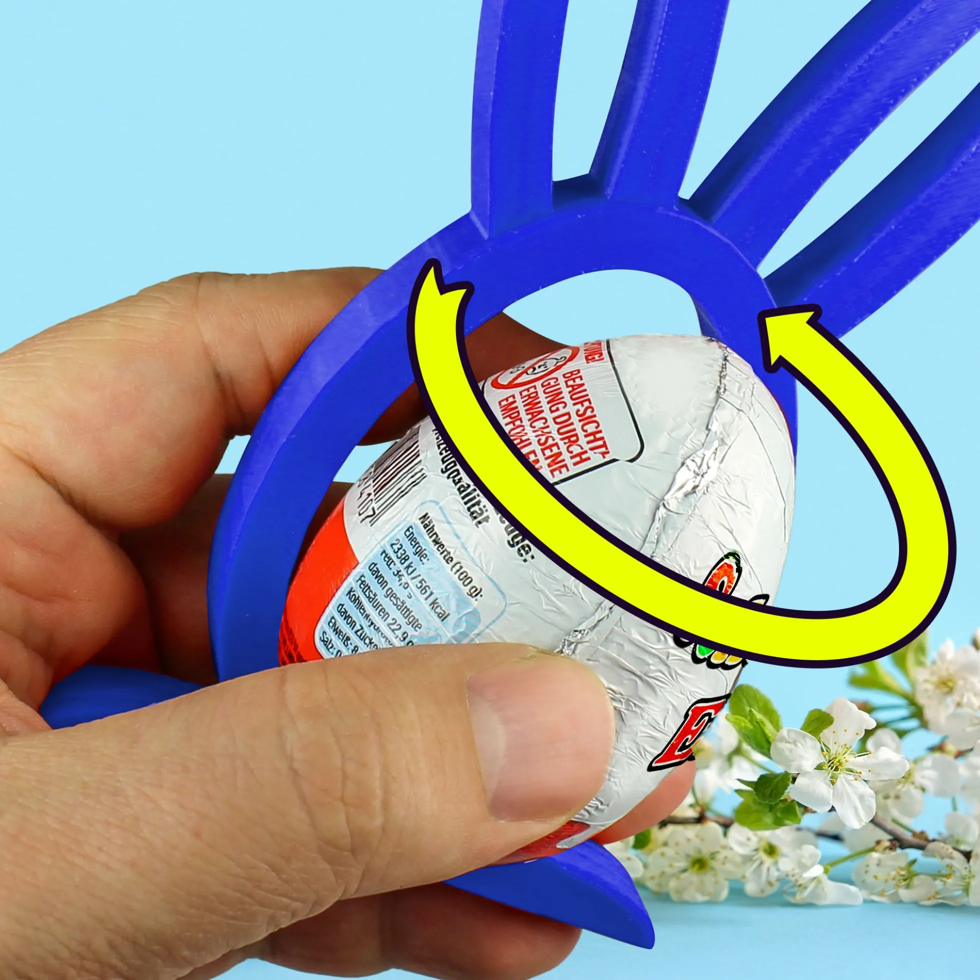 Osterhase Ü-Ei Halter Blau - 3er Set