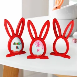 Osterhase Ü-Ei Halter Rot - 3er Set