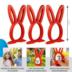 Osterhase Ü-Ei Halter Rot - 3er Set