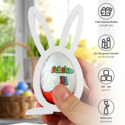 Osterhase Ü-Ei Halter Weiß - 3er Set