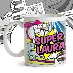 Personalisierte Comic Tasse - Super Frau
