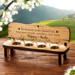 Personalisierte 4er Schnapsbank - Trinkspruch