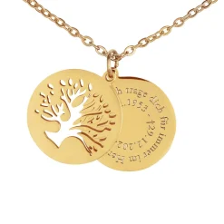 Personalisierte Kette Gold mit 2 Anhängern - Lebensbaum