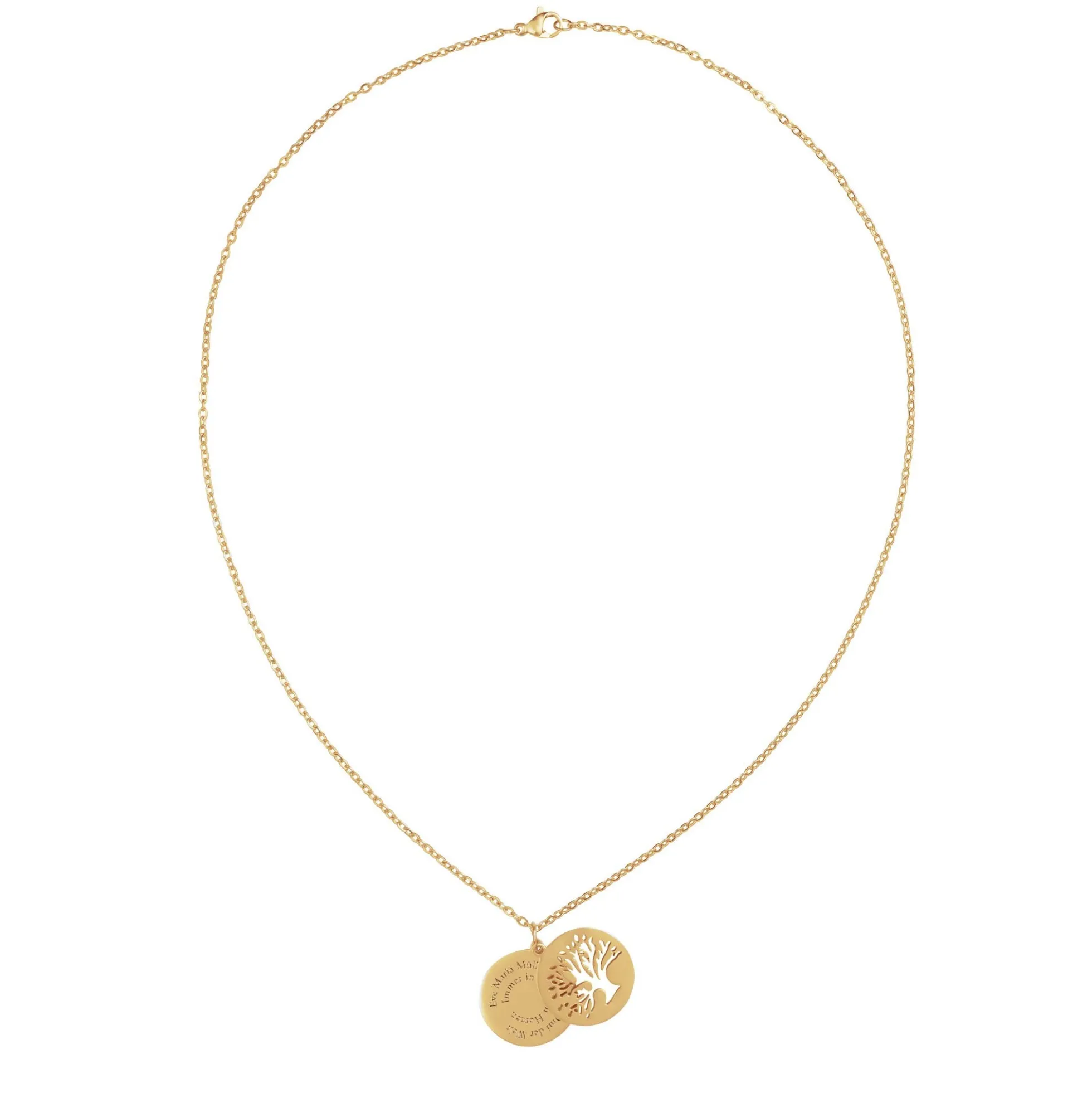 Personalisierte Kette Gold mit 2 Anhängern - Lebensbaum