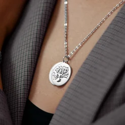 Personalisierte Kette Silber mit 2 Anhängern - Lebensbaum