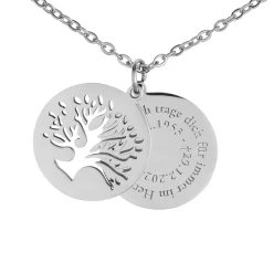Personalisierte Kette Silber mit 2 Anhängern - Lebensbaum