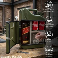 Personalisierte 10l Kanisterbar - grüne Mini Bar mit Barschrank 3-teilig