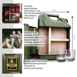 Personalisierte 10l Kanisterbar - grüne Mini Bar mit Barschrank 3-teilig