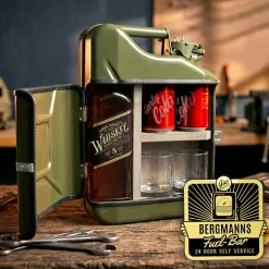 Personalisierte 10l Kanisterbar - grüne Mini Bar mit Barschrank 3-teilig