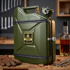 Personalisierte 10l Kanisterbar - grüne Mini Bar mit Barschrank 3-teilig