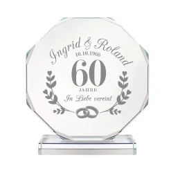 Personalisierter Glaspokal mit Facettenschliff zur Diamanthochzeit - 60 Jahre