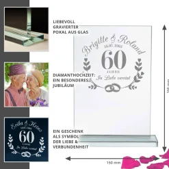 Personalisierter Glaspokal zur Diamanthochzeit - 60 Jahre