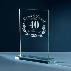 Personalisierter Glaspokal zur Rubinhochzeit - 40 Jahre