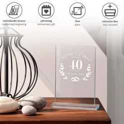 Personalisierter Glaspokal zur Rubinhochzeit - 40 Jahre