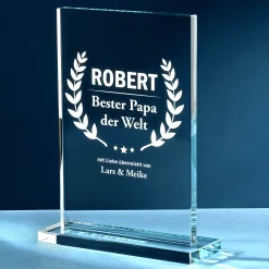 Personalisierter Glaspokal - Auszeichnung für Besten Papa