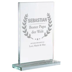 Personalisierter Glaspokal - Auszeichnung für Besten Papa
