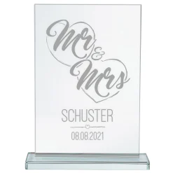 Personalisierter Glaspokal zur Hochzeit - Mr and Mrs