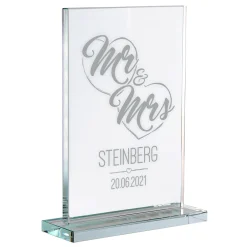 Personalisierter Glaspokal zur Hochzeit - Mr and Mrs