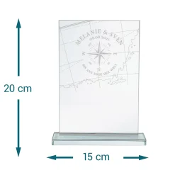Personalisierter Glaspokal mit Gravur - Liebeskompass