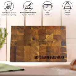 Personalisierter Stirnholz Schneideblock Akazie