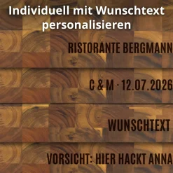 Personalisierter Stirnholz Schneideblock Akazie