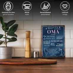 Personalisiertes Blechschild - Rezept Oma