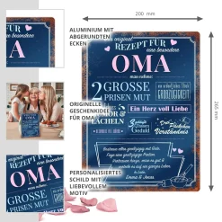 Personalisiertes Blechschild - Rezept Oma