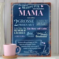 Personalisiertes Blechschild - Rezept Mama