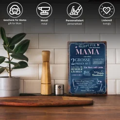 Personalisiertes Blechschild - Rezept Mama
