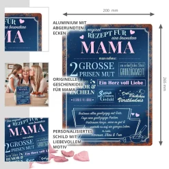 Personalisiertes Blechschild - Rezept Mama