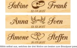 Personalisierte Schnapsbank zur Hochzeit