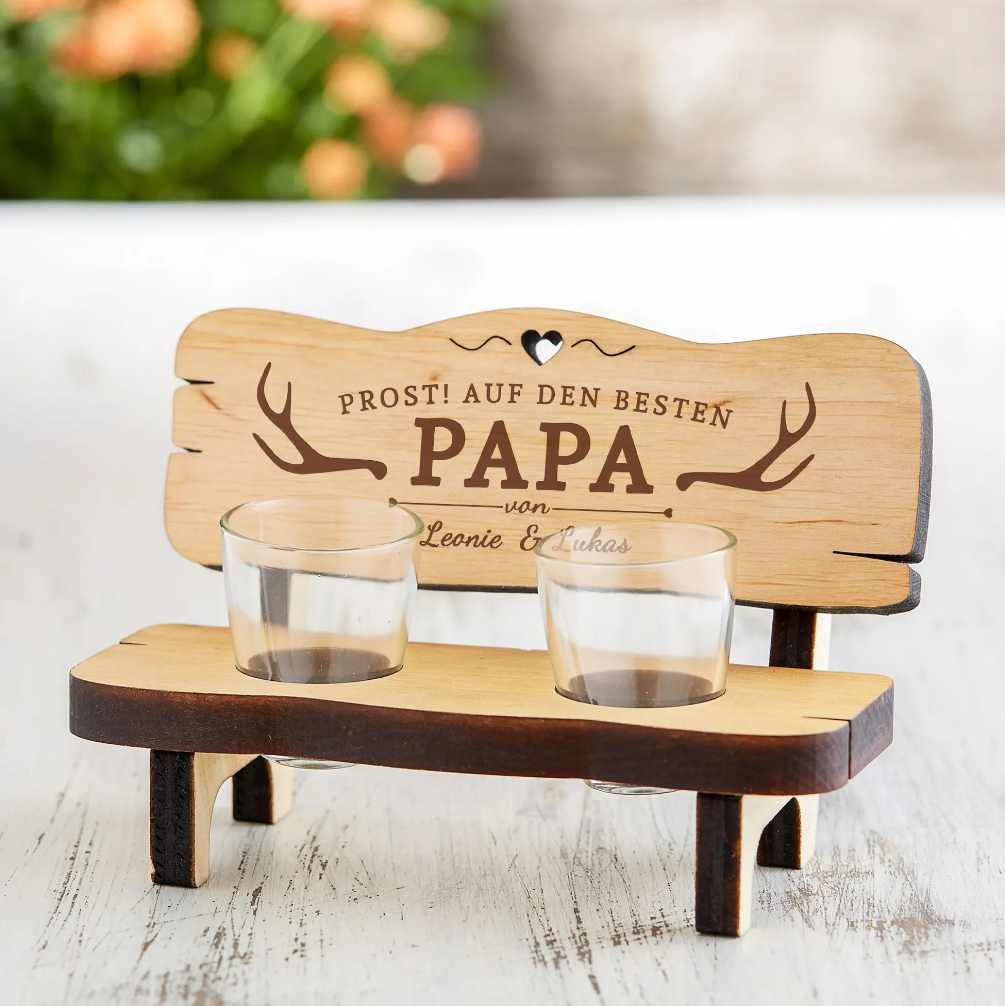 Personalisierte Schnapsbank für Papa