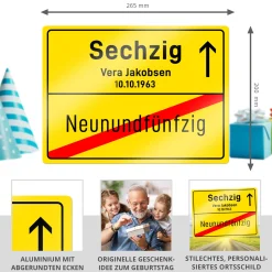 Personalisiertes Ortsschild - 60. Geburtstag
