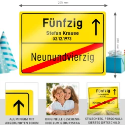 Personalisiertes Ortsschild - 50. Geburtstag