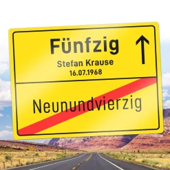 Personalisiertes Ortsschild - 50. Geburtstag
