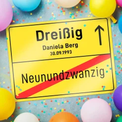 Personalisiertes Ortsschild - 30. Geburtstag