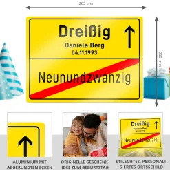 Personalisiertes Ortsschild - 30. Geburtstag