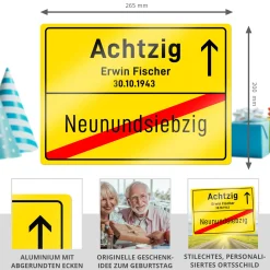 Personalisiertes Ortsschild - 80. Geburtstag