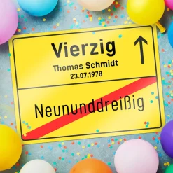 Personalisiertes Ortsschild - 40. Geburtstag