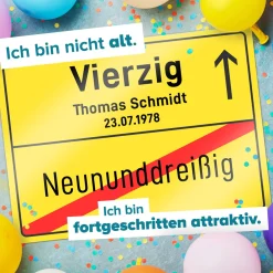 Personalisiertes Ortsschild - 40. Geburtstag