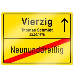 Personalisiertes Ortsschild - 40. Geburtstag