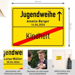 Personalisiertes Ortsschild - Jugendweihe
