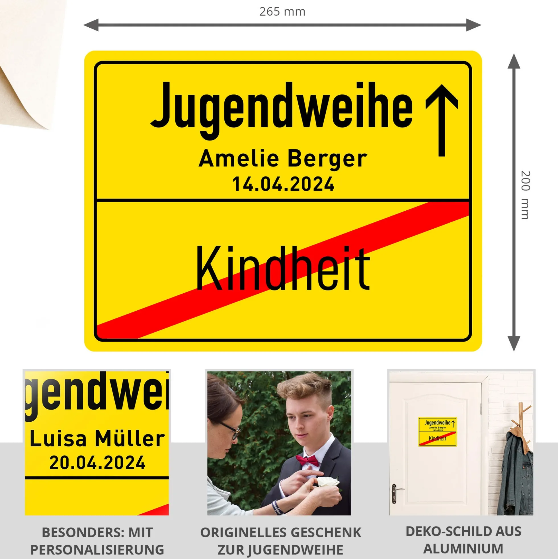 Personalisiertes Ortsschild - Jugendweihe