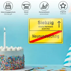 Personalisiertes Ortsschild - 70. Geburtstag