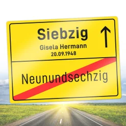 Personalisiertes Ortsschild - 70. Geburtstag