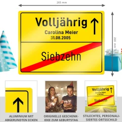 Personalisiertes Ortsschild - 18. Geburtstag
