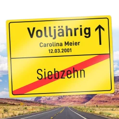Personalisiertes Ortsschild - 18. Geburtstag